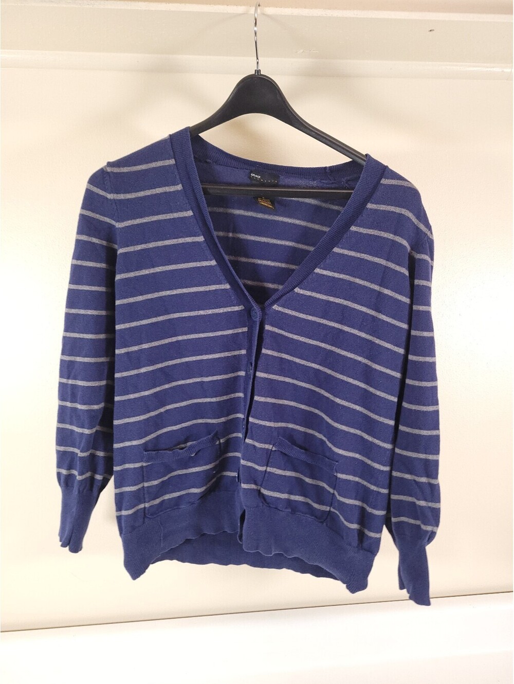 Grace elements cardigna womens XL blue striped sweater